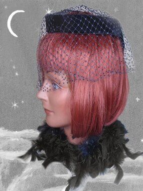 Vintage Ring Hat with Veil- Black Velvet, Early 60s